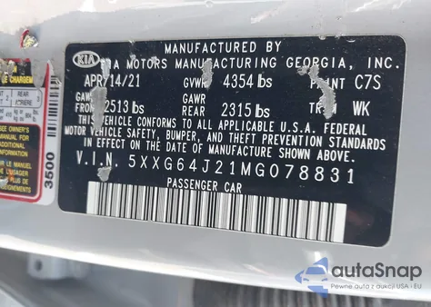 2021 Kia K5 Gt-Line from USA, damaged, VIN 5XXG64J21MG078831